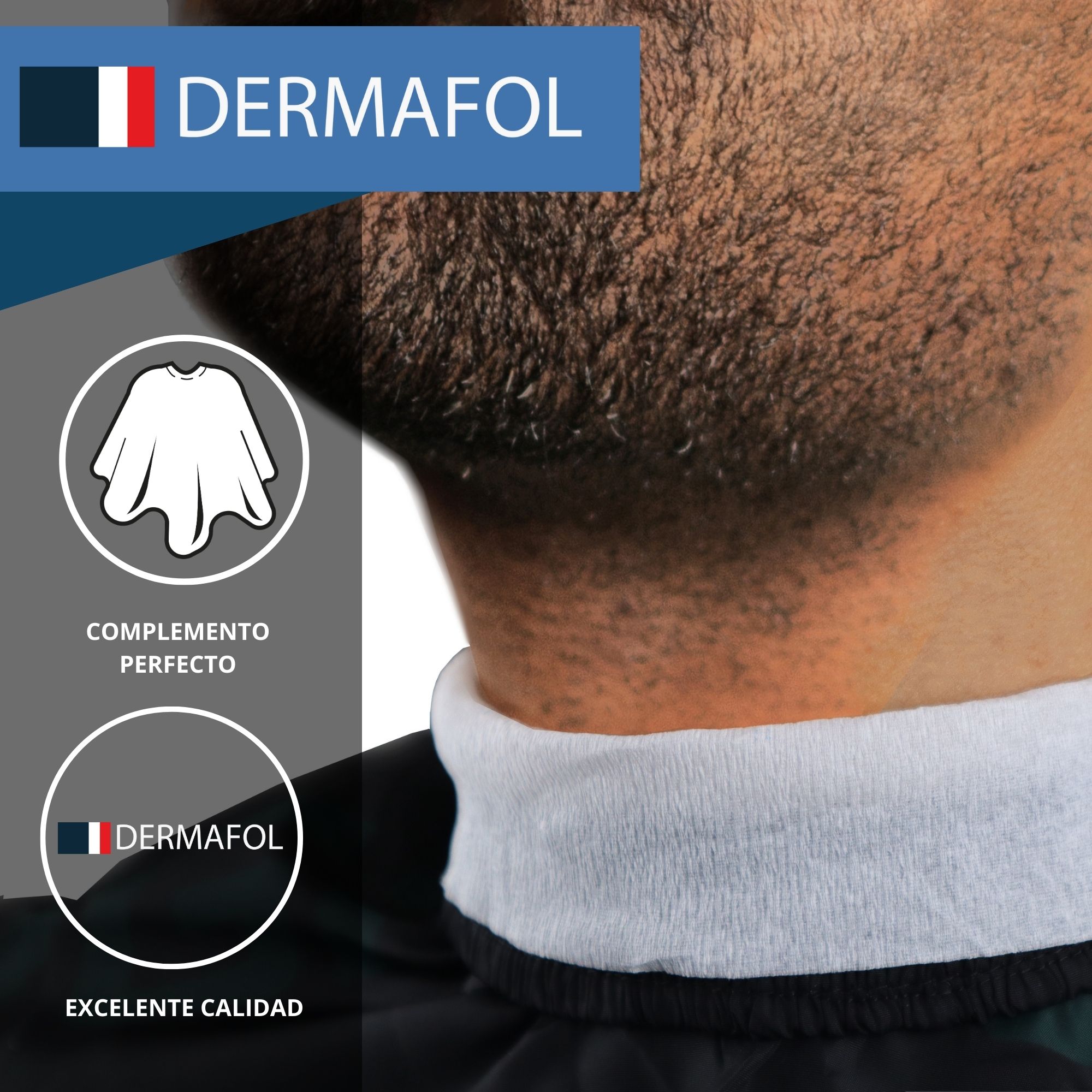 Papel Cuello Barberia Negro Dermafol Profesional 500 Tiras Tono Blanco.