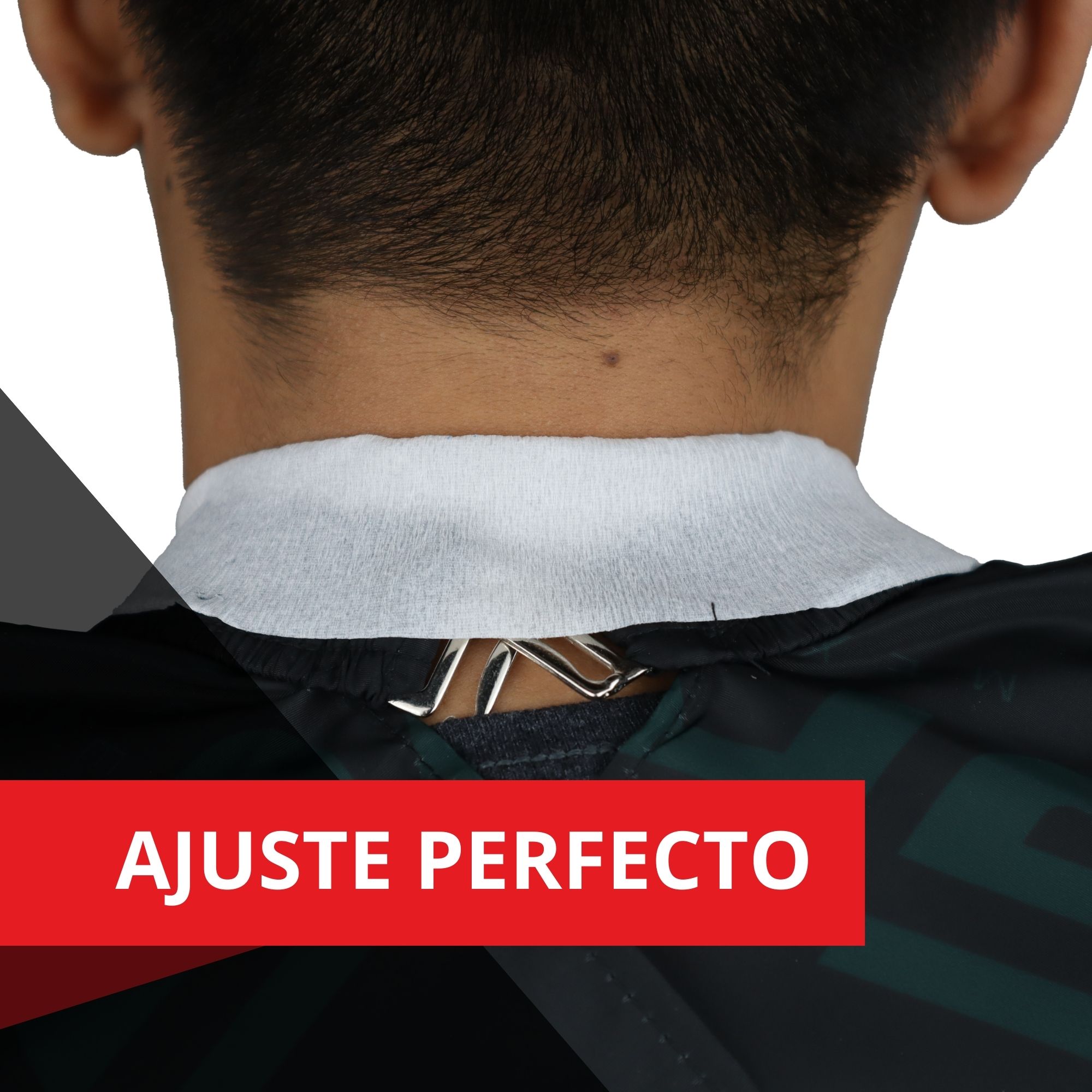 Papel Cuello Barberia Negro Dermafol Profesional 500 Tiras Tono Blanco.