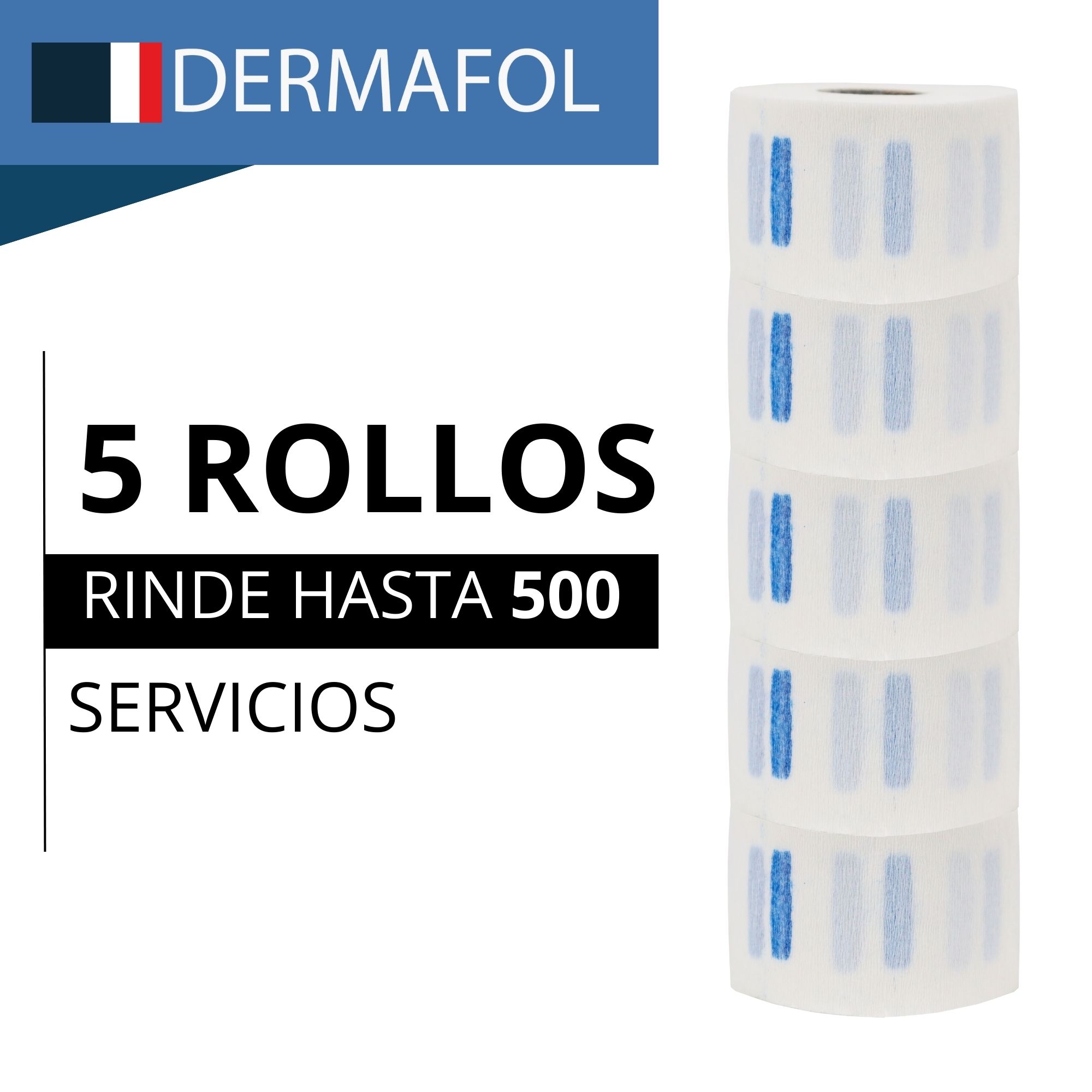 Papel Cuello Barberia Negro Dermafol Profesional 500 Tiras Tono Blanco.