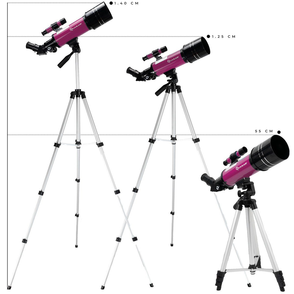 Telescopio Quasar Venture QV70 120x Con Adaptador Smartphone Pink