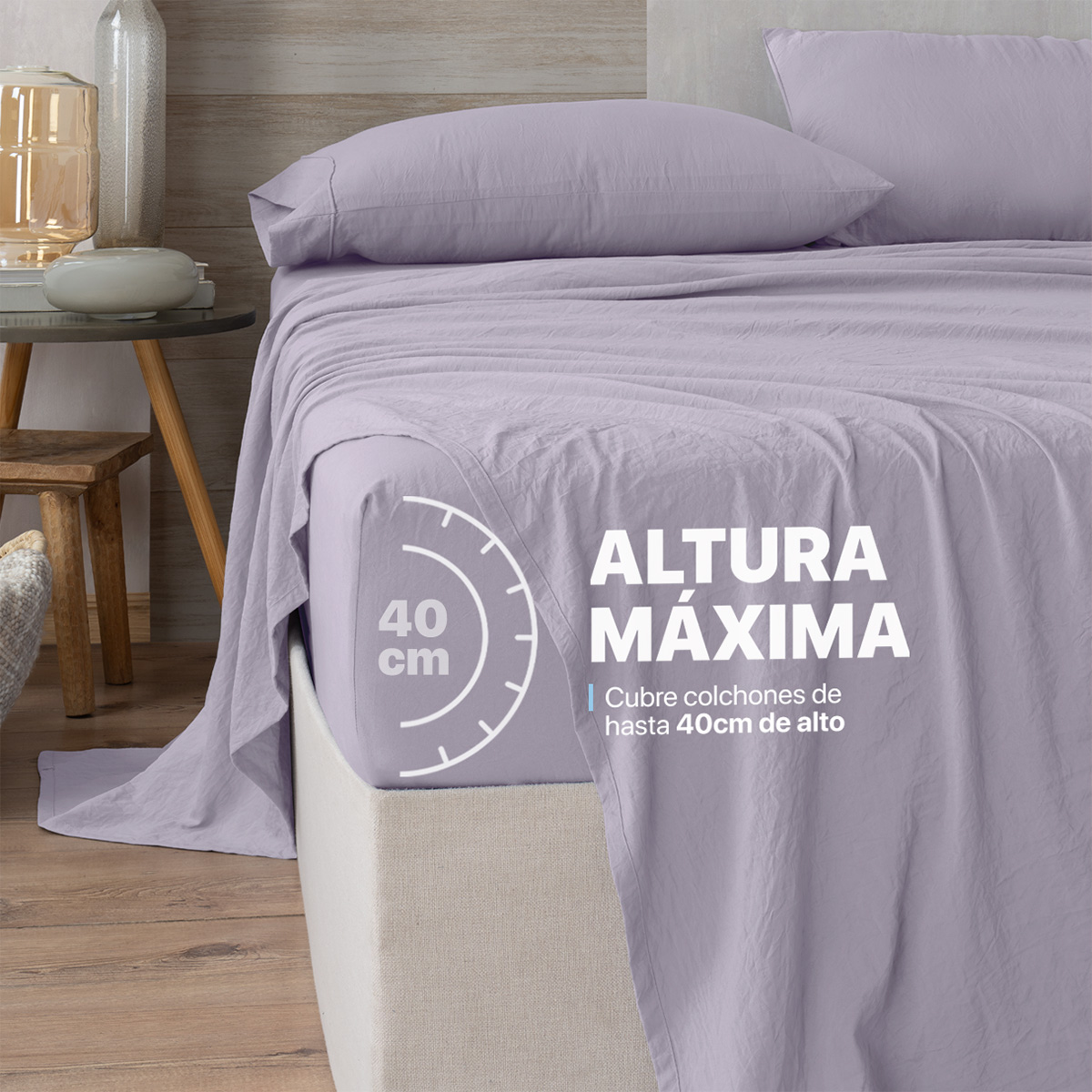 Juego de Sábanas Microfibra Ultra Suave con Acabado Prelavado Matrimonial Lila ESQUIMAL.