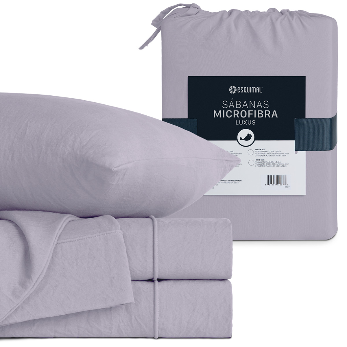 Juego de Sábanas Microfibra Ultra Suave con Acabado Prelavado Matrimonial Lila ESQUIMAL.