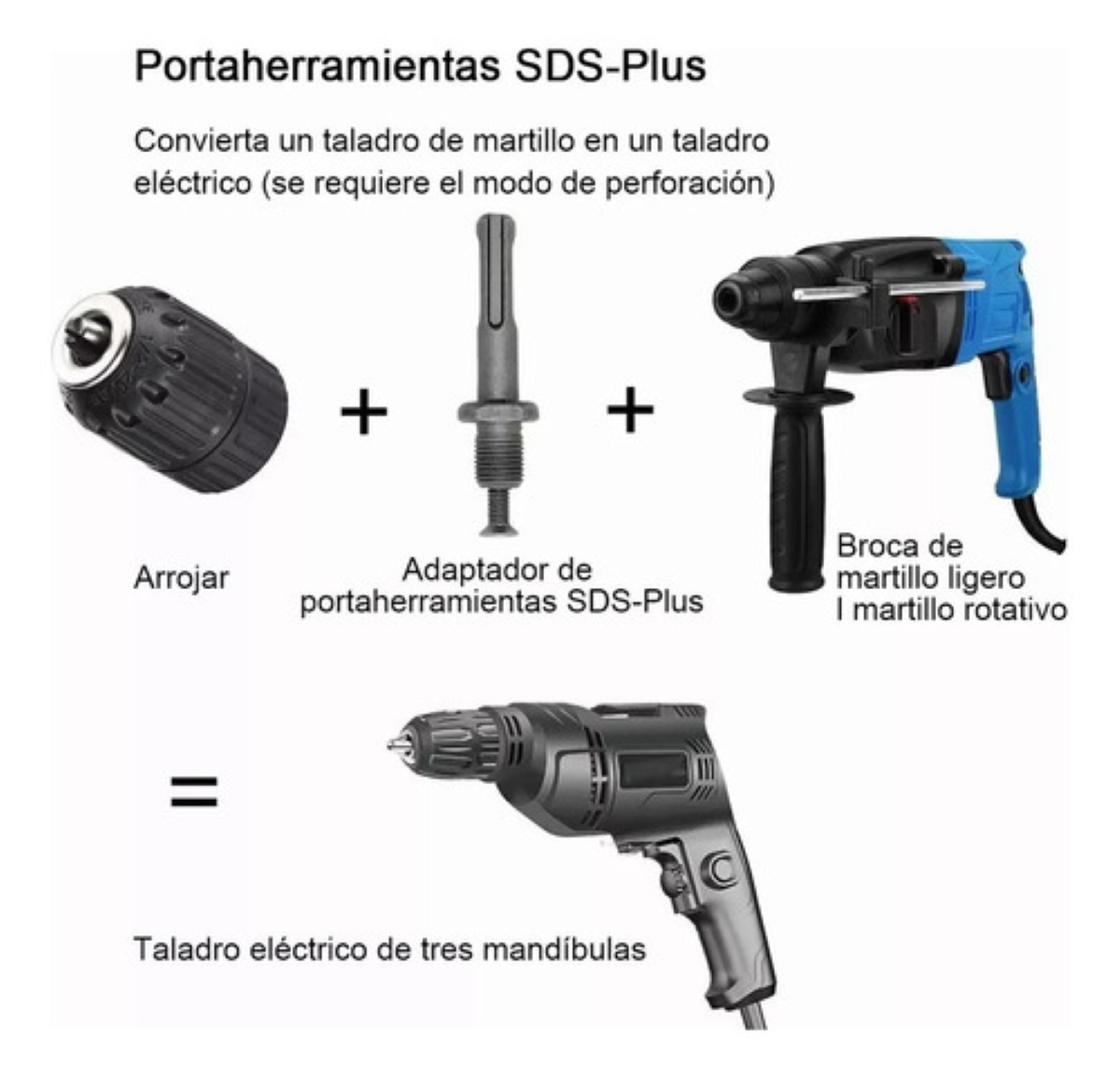 Broquero Chuck 1/2 Adaptador Sds Plus Destornillador Impact