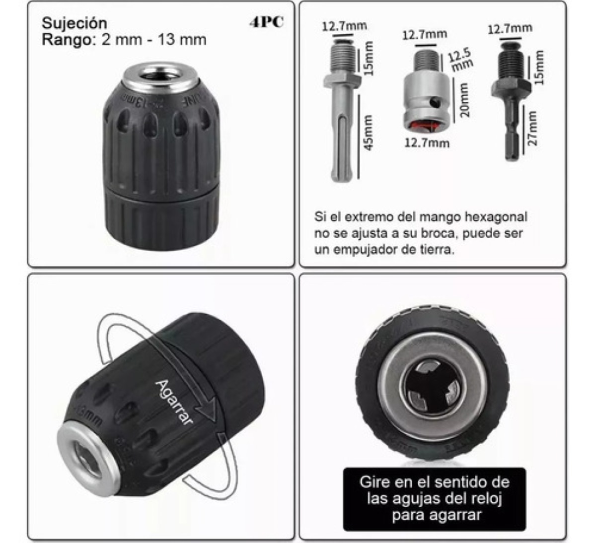 Broquero Chuck 1/2 Adaptador Sds Plus Destornillador Impact
