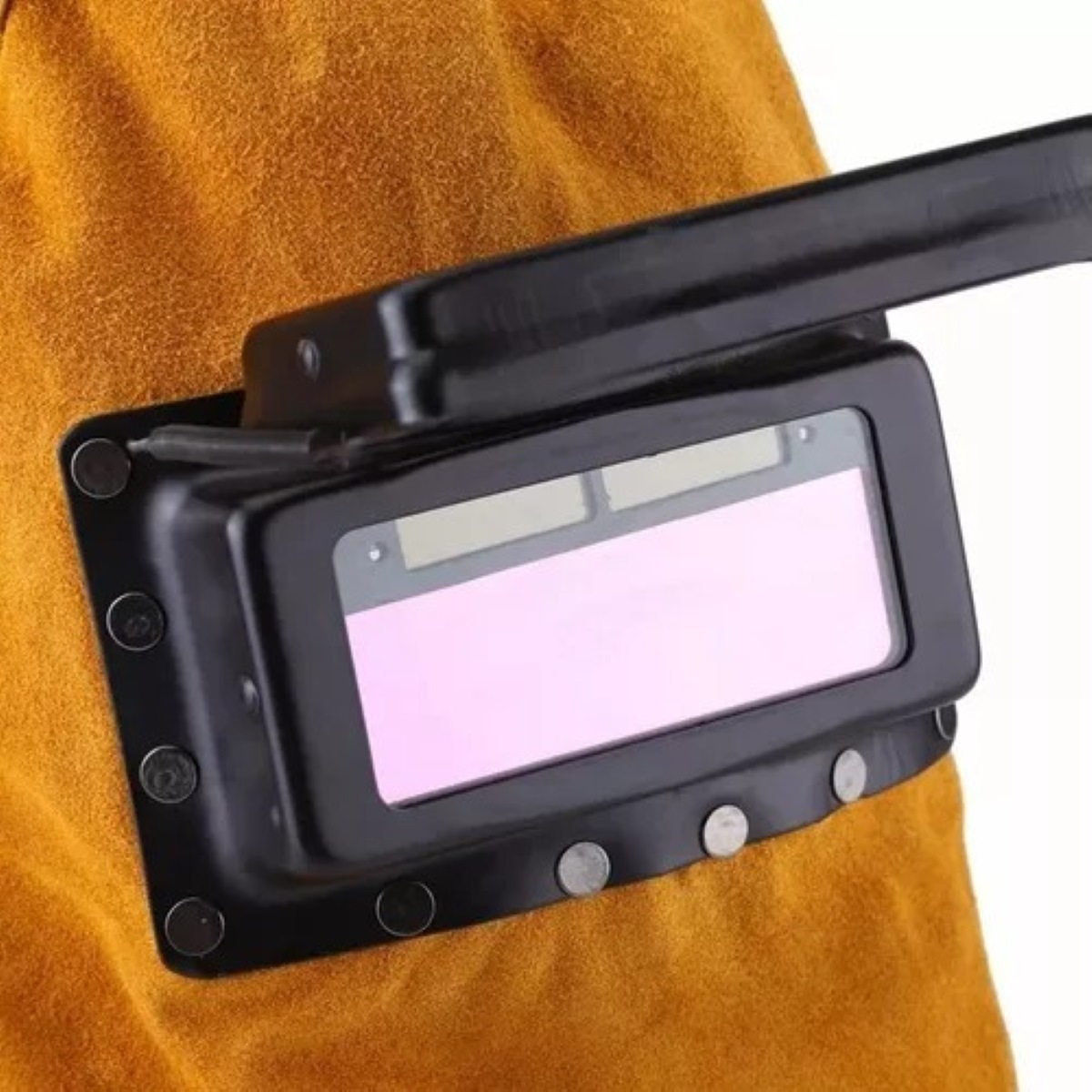 Careta Electrónica Soldadura Auto Oscurece Máscara De Cuero Color Amarillo