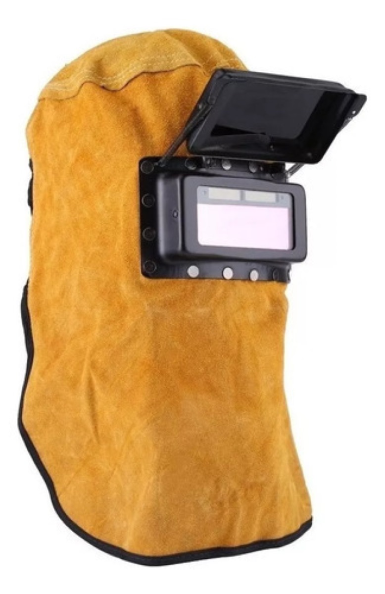 Careta Electrónica Soldadura Auto Oscurece Máscara De Cuero Color Amarillo