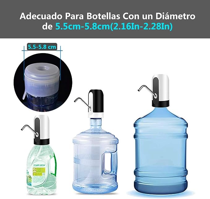 TECHVIDA Dispensador de Agua Automático Botella Recargable Agua Potable Bomba de Agua Potable Eléctrica Inalámbrica Bombeo Rápido Dispensador de la Bomba de Agua para Garrafón Universal de 20 litros.