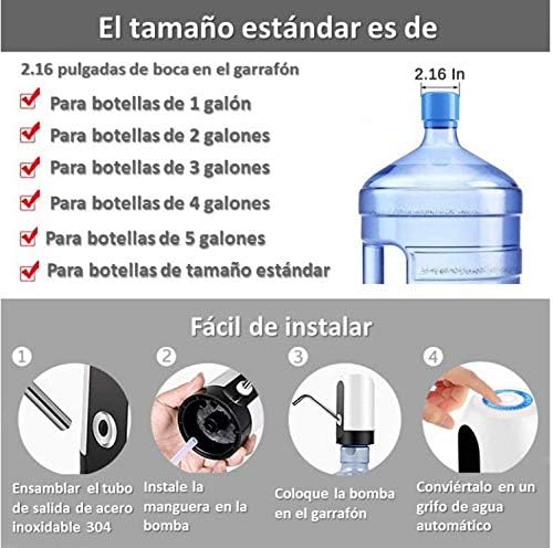 TECHVIDA Dispensador de Agua Automático Botella Recargable Agua Potable Bomba de Agua Potable Eléctrica Inalámbrica Bombeo Rápido Dispensador de la Bomba de Agua para Garrafón Universal de 20 litros.
