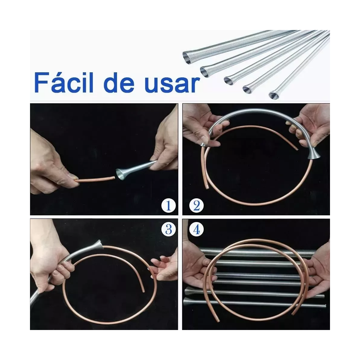 Dobladores De Tubo Resorte, 5 Medidas 1/4 5/16 3/8 1/2 5/8.