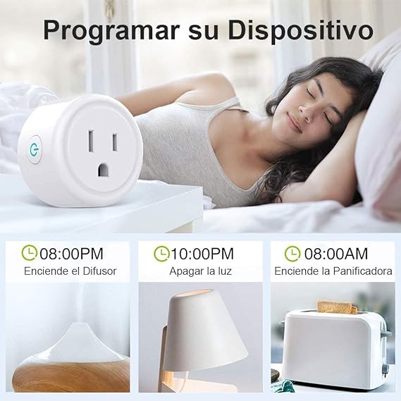 Wifi Smart Plug Paquete de 2, Enchufe Inteligente Mini Outlets, Toma de Corriente Inalámbrica Compatible con Amazon Alexa, Google Home y IFTTT,Control Remoto via APP los Dispositivos Eléctricos.