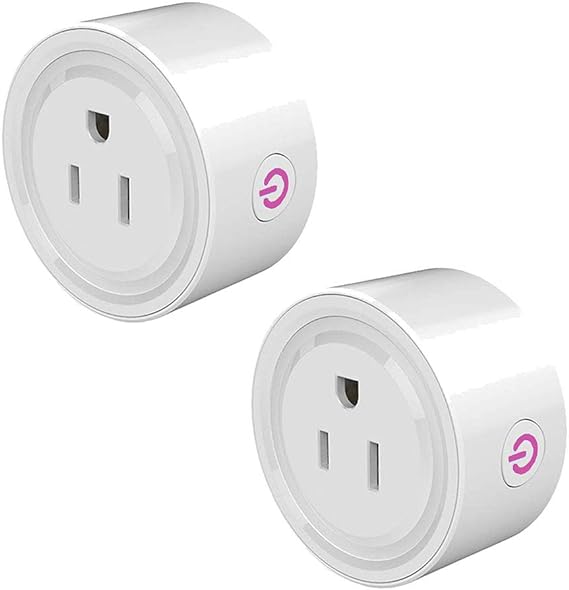Wifi Smart Plug Paquete de 2, Enchufe Inteligente Mini Outlets, Toma de Corriente Inalámbrica Compatible con Amazon Alexa, Google Home y IFTTT,Control Remoto via APP los Dispositivos Eléctricos.