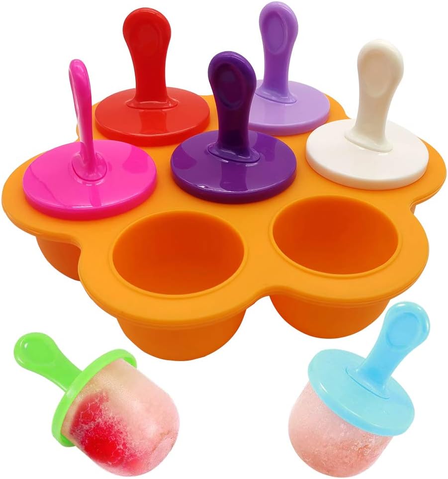 MOLDE PARA PALETAS HIELO GELATINA ECOMLAB 7 EN 1 SILICONA COLOR NARANJA.