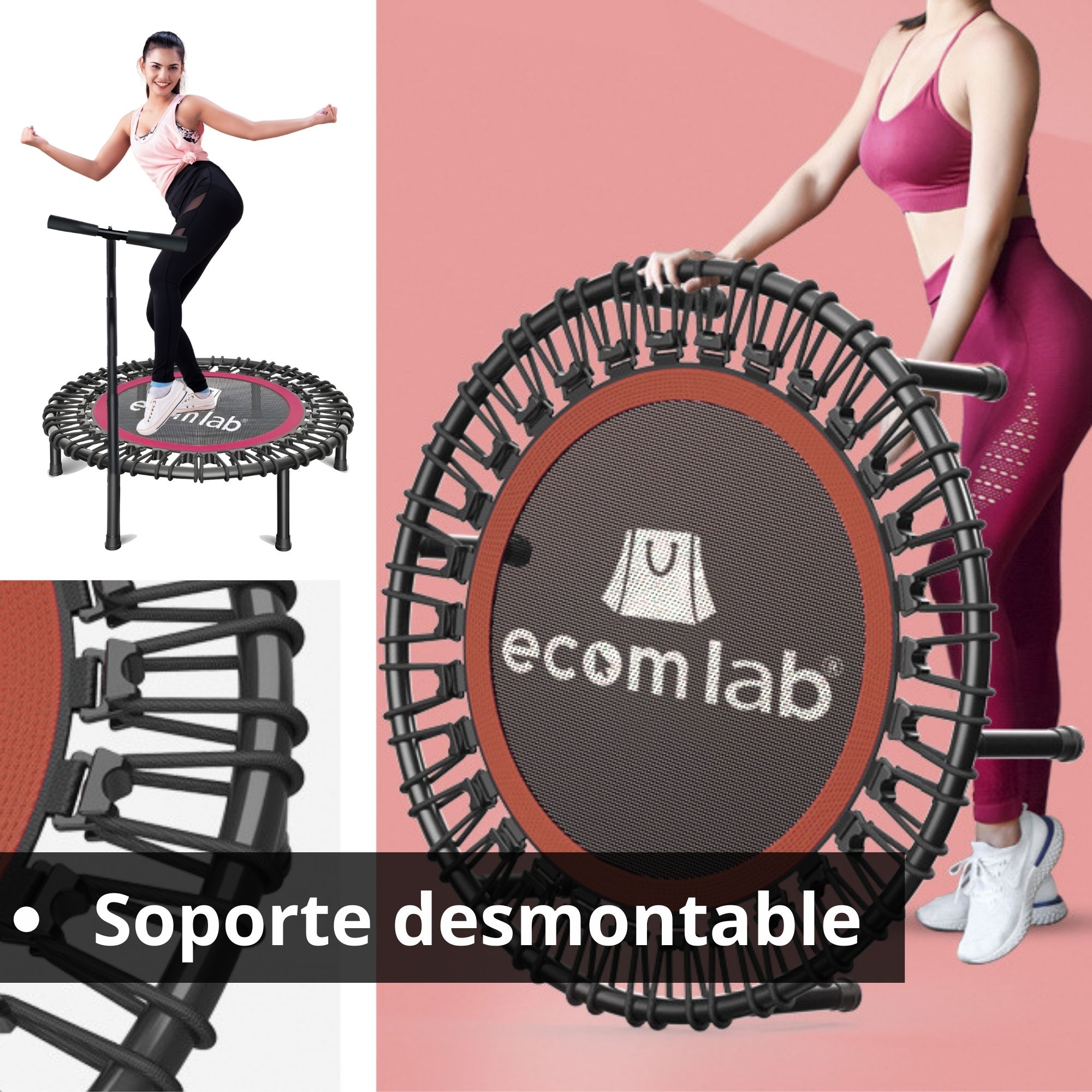 Trampolín Para Ejercicio Fitness Ecomlab Jumping Brincolín Con Barra De Soporte.