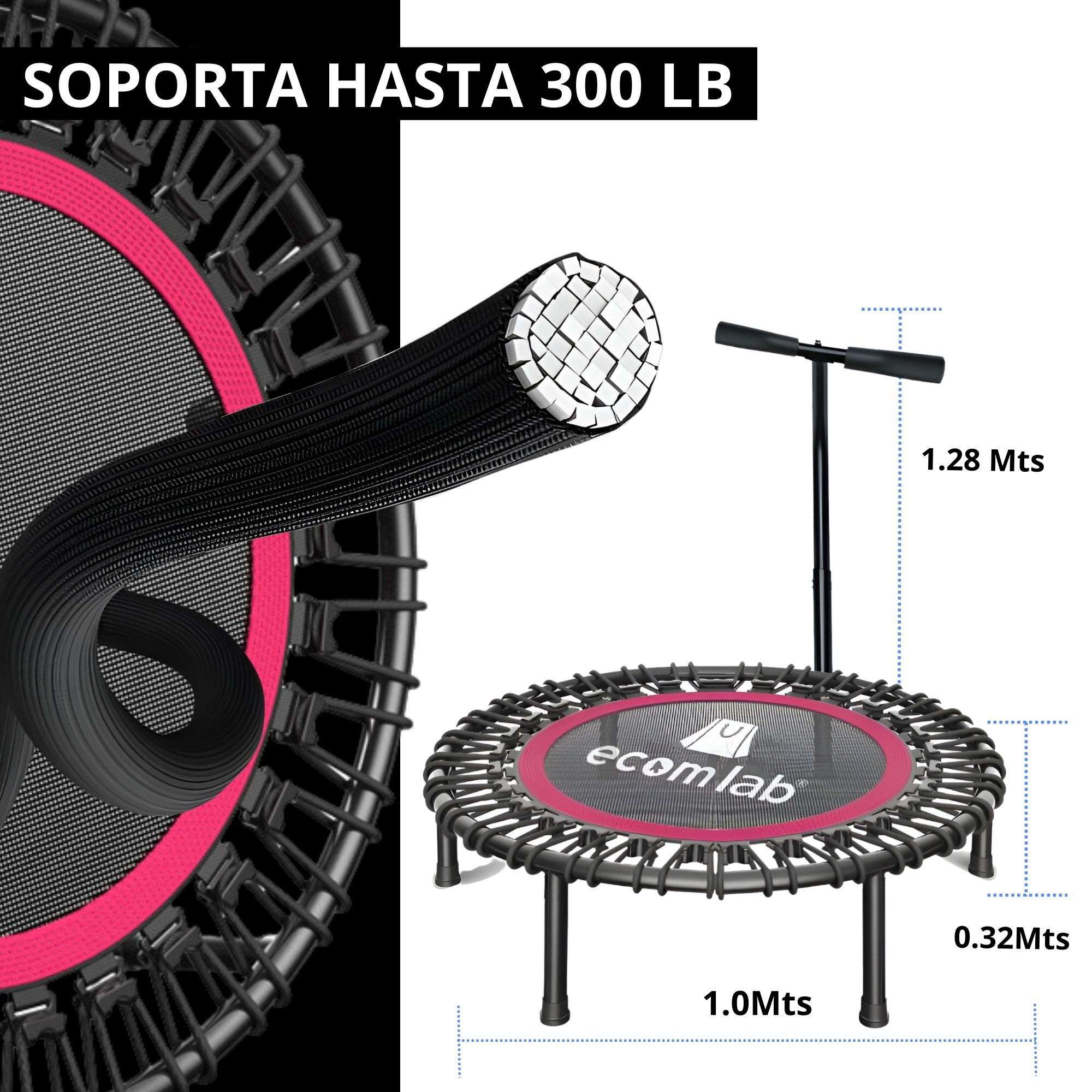 Trampolín Para Ejercicio Fitness Ecomlab Jumping Brincolín Con Barra De Soporte.