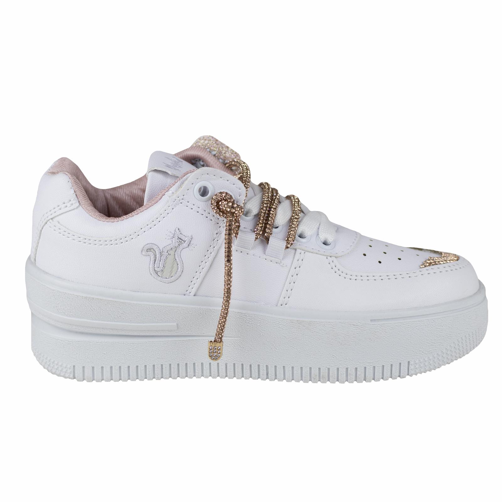 Tenis Blanco Rosa Mujer Plataforma Urbano Shadow 2084 Sintetico.