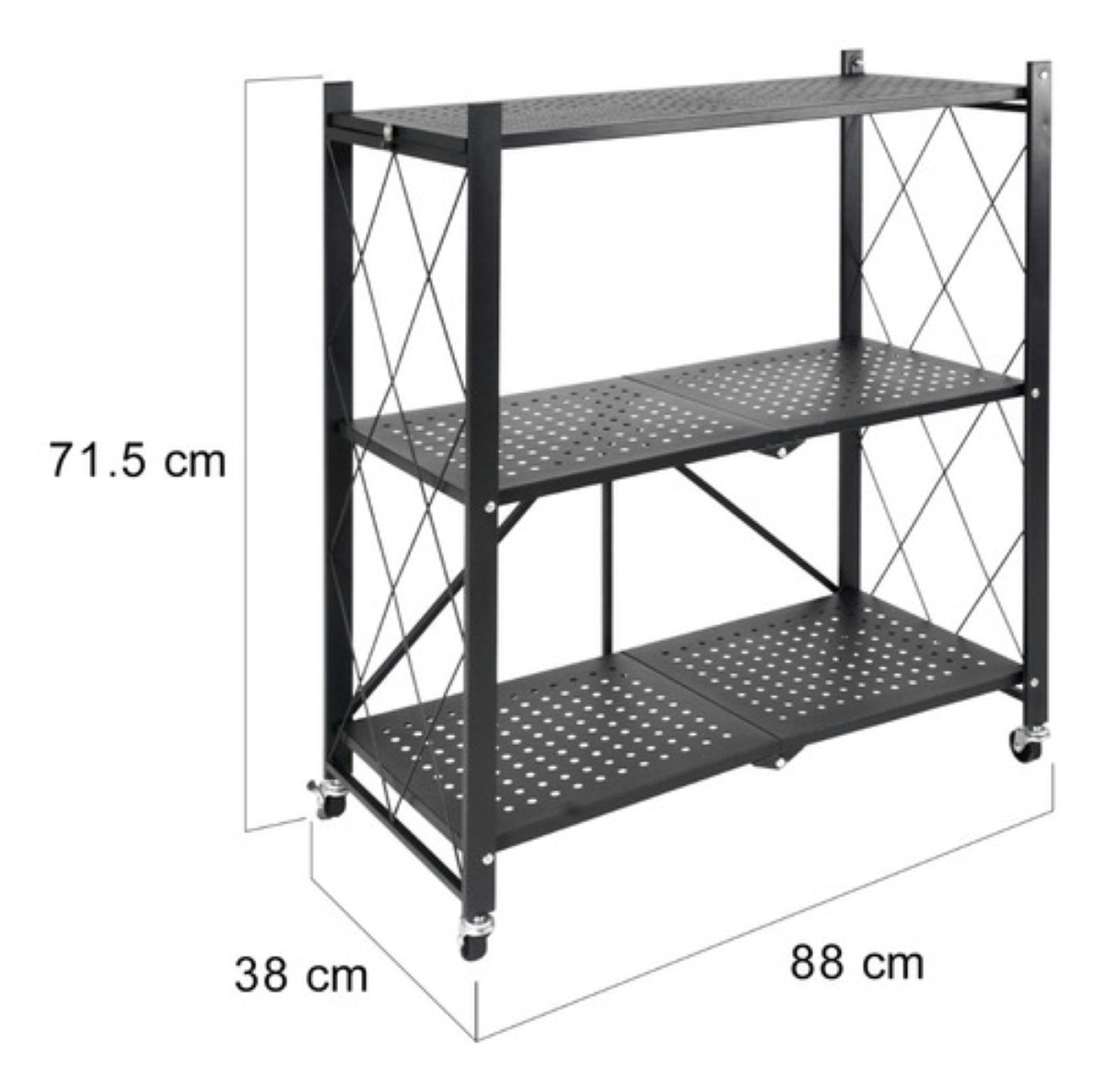 Estante Anaquel Organizador Plegable 3 Niveles Rack Metalico Color Negro