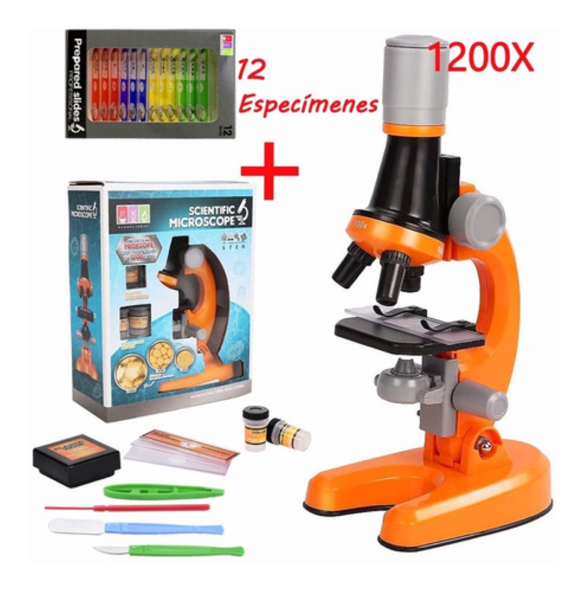 Juguete Microscopio Infantil 1200x Educativo naranja.