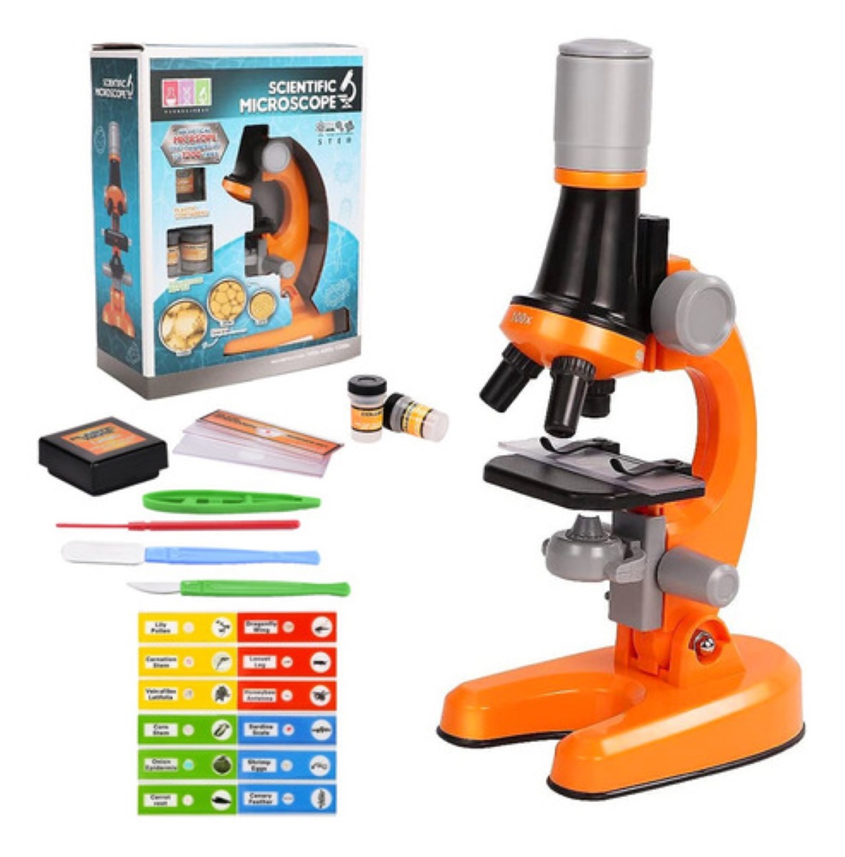 Juguete Microscopio Infantil 1200x Educativo naranja.