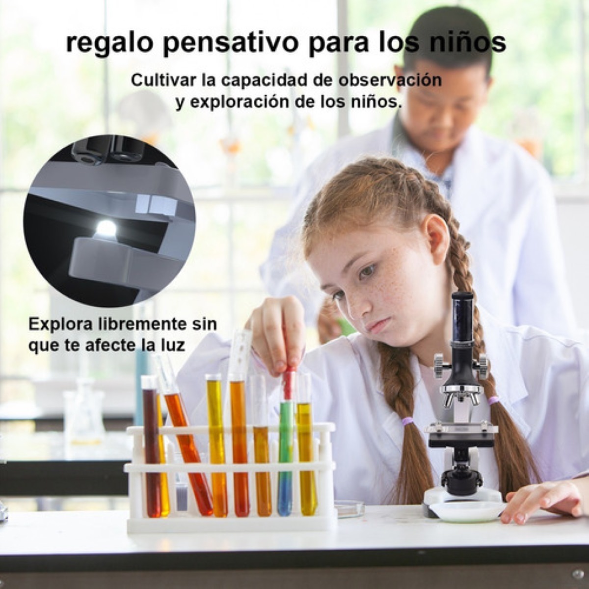 Microscopio Optico Infantil 1200x Juguete Educativo Hd Blanco.
