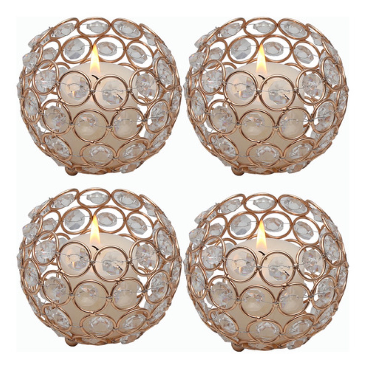 4 Candelabros Portavelas Dorado