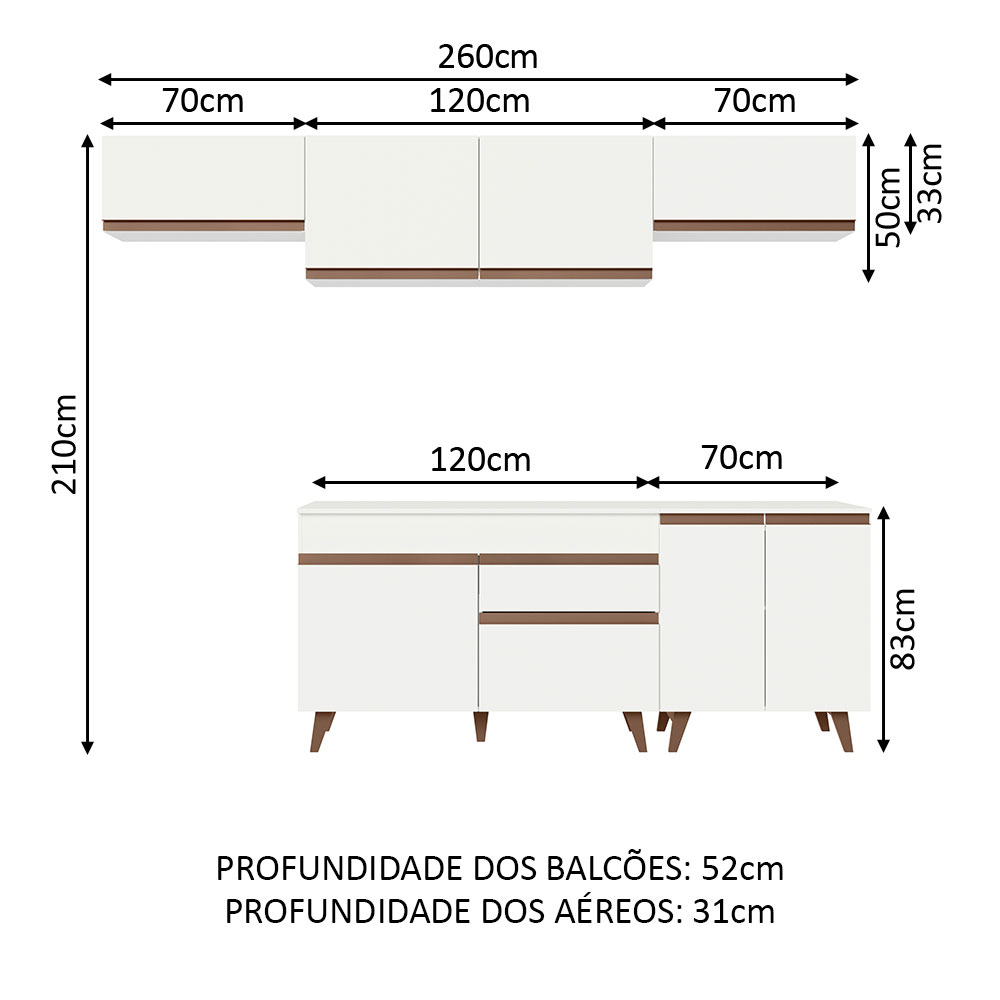 Cocina Integral Completa Modular Madesa Reims 260cm BB 10.