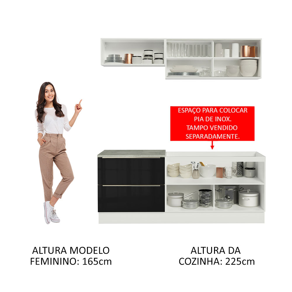 Cocina Integral Completa Modular Madesa Lux 200cm BN 01.