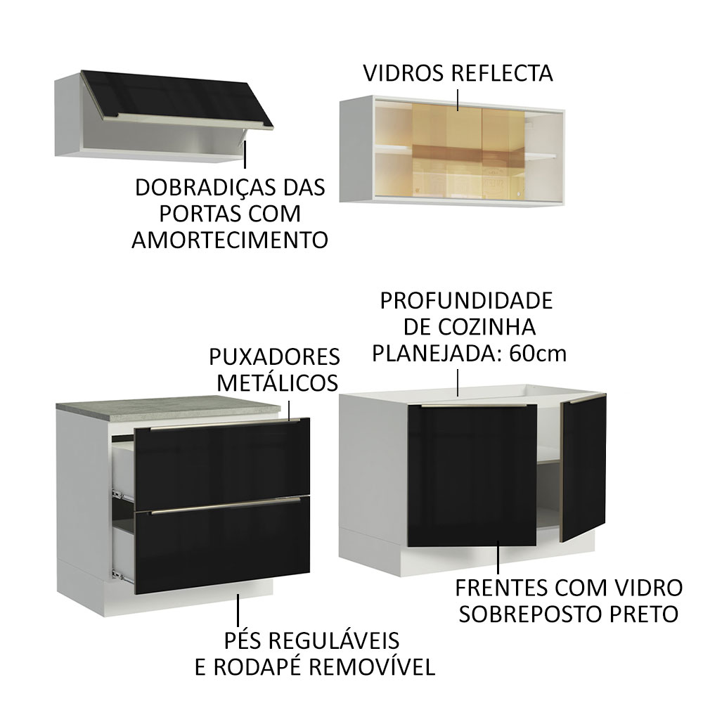 Cocina Integral Completa Modular Madesa Lux 200cm BN 01.
