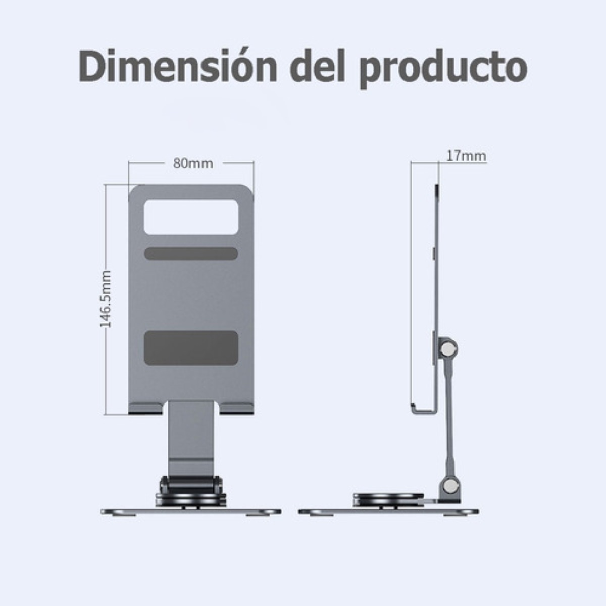 "Aluminio Soporte Base Para Tableta Y Celulares Rotación 360 negro ".