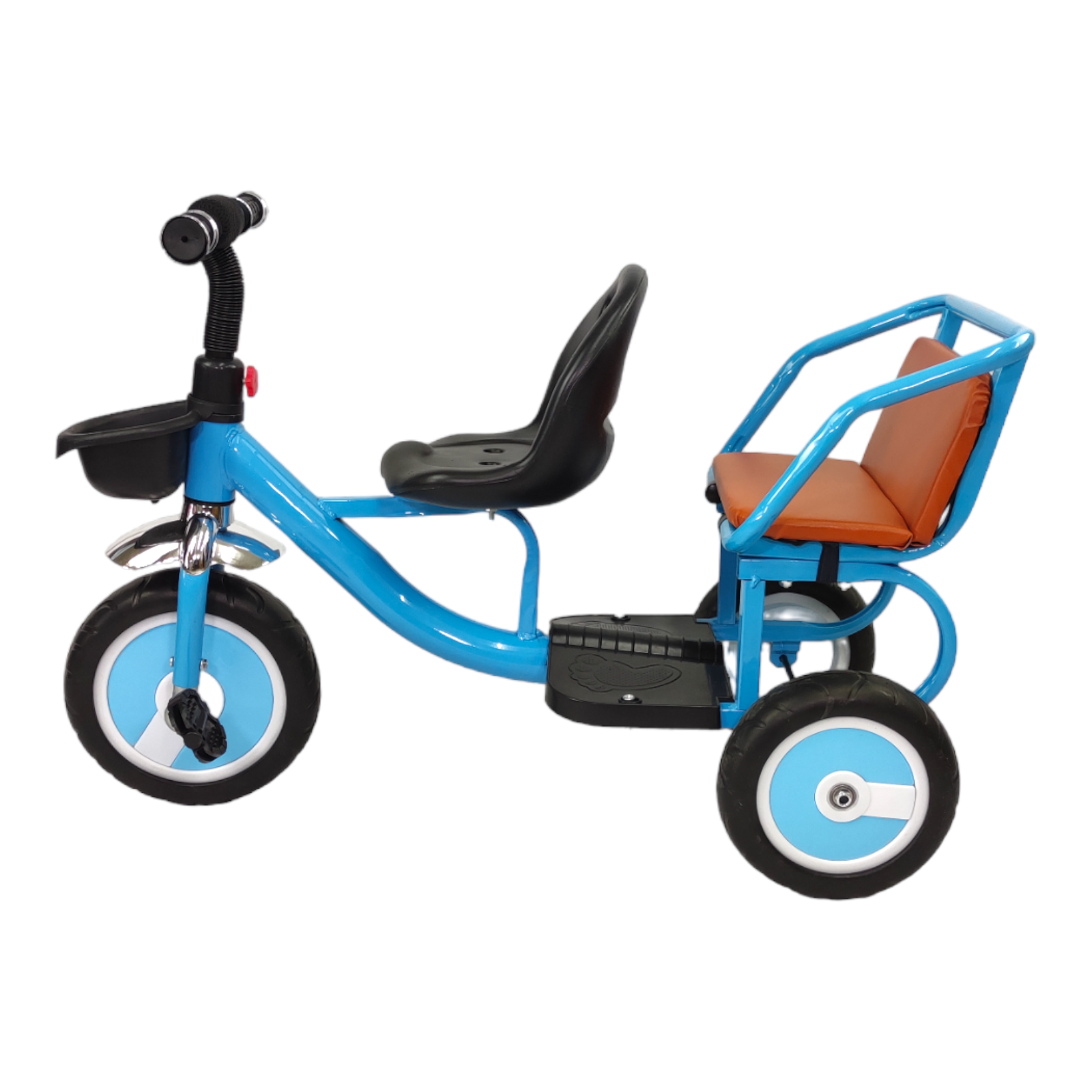 Triciclo para Niños Infantil Con Dos Asientos y Canasto  - Azul.