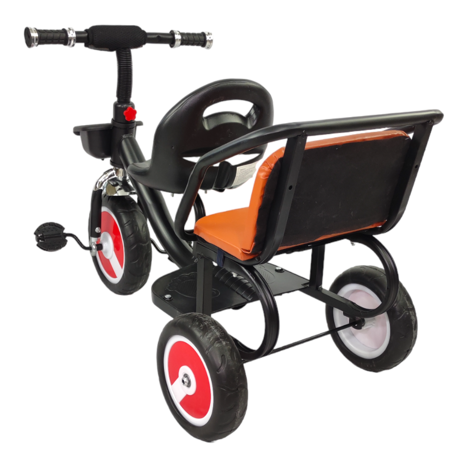 Triciclo para Niños Infantil Con Dos Asientos y Canasto  - Negro.
