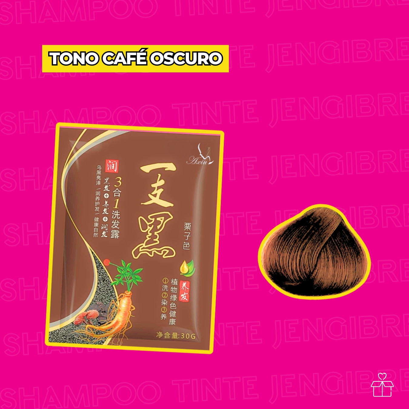 10 Shampoo Tinte Instantaneo Jengibre Café Oscuro.