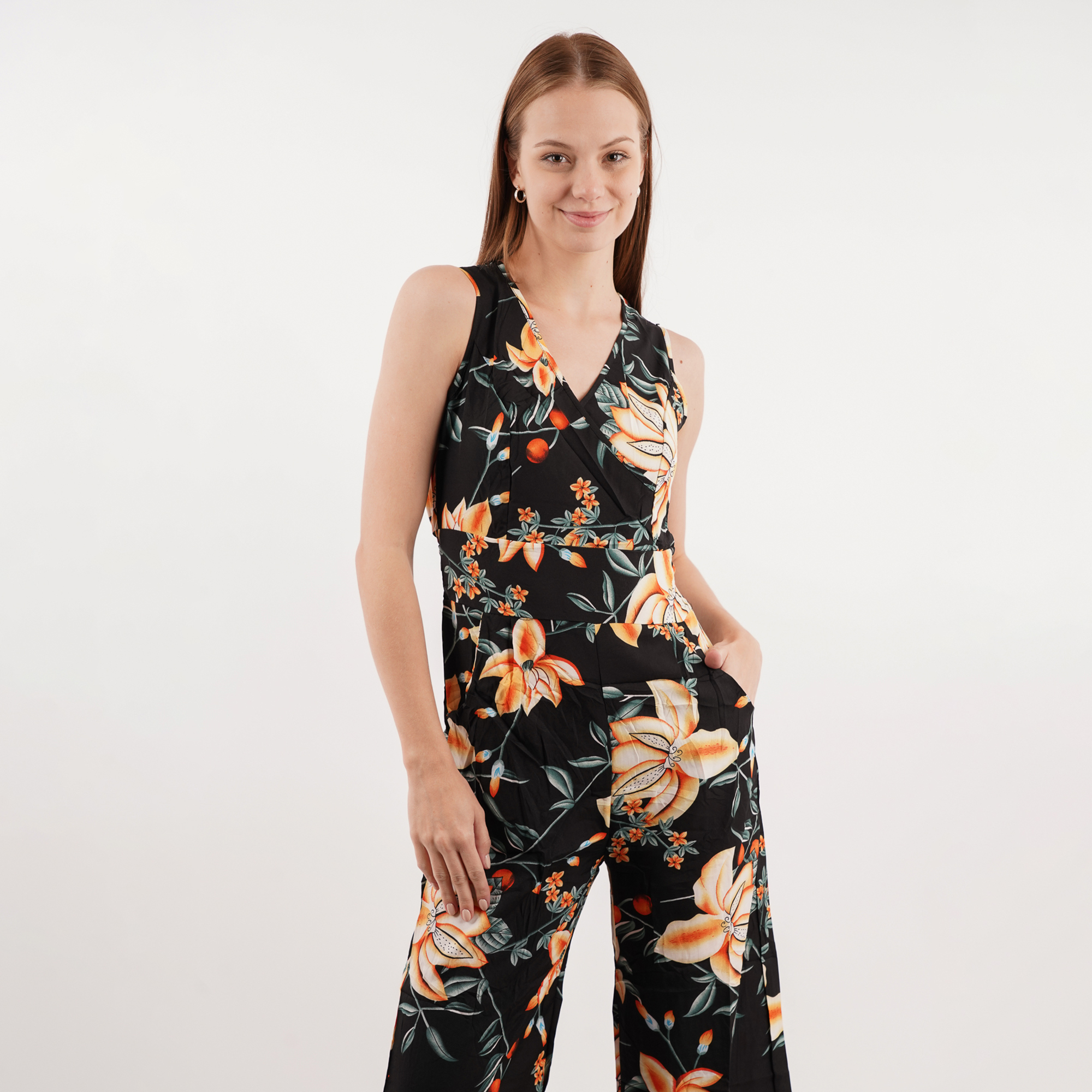 Jumpsuit Palazzo largo, diseño moderno y fresco,!  Cuello en forma de "V", Sin mangas..