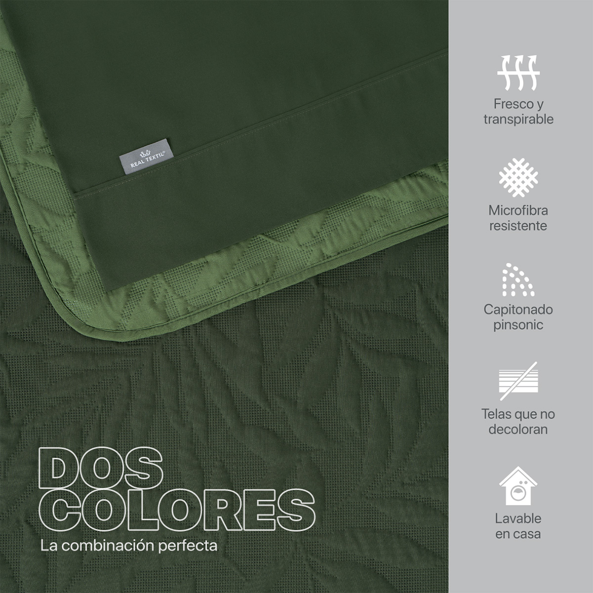 Set Edredón Ligero Matrimonial con Fundas y Sabanas Verde Oscuro - Oliva REAL TEXTIL.