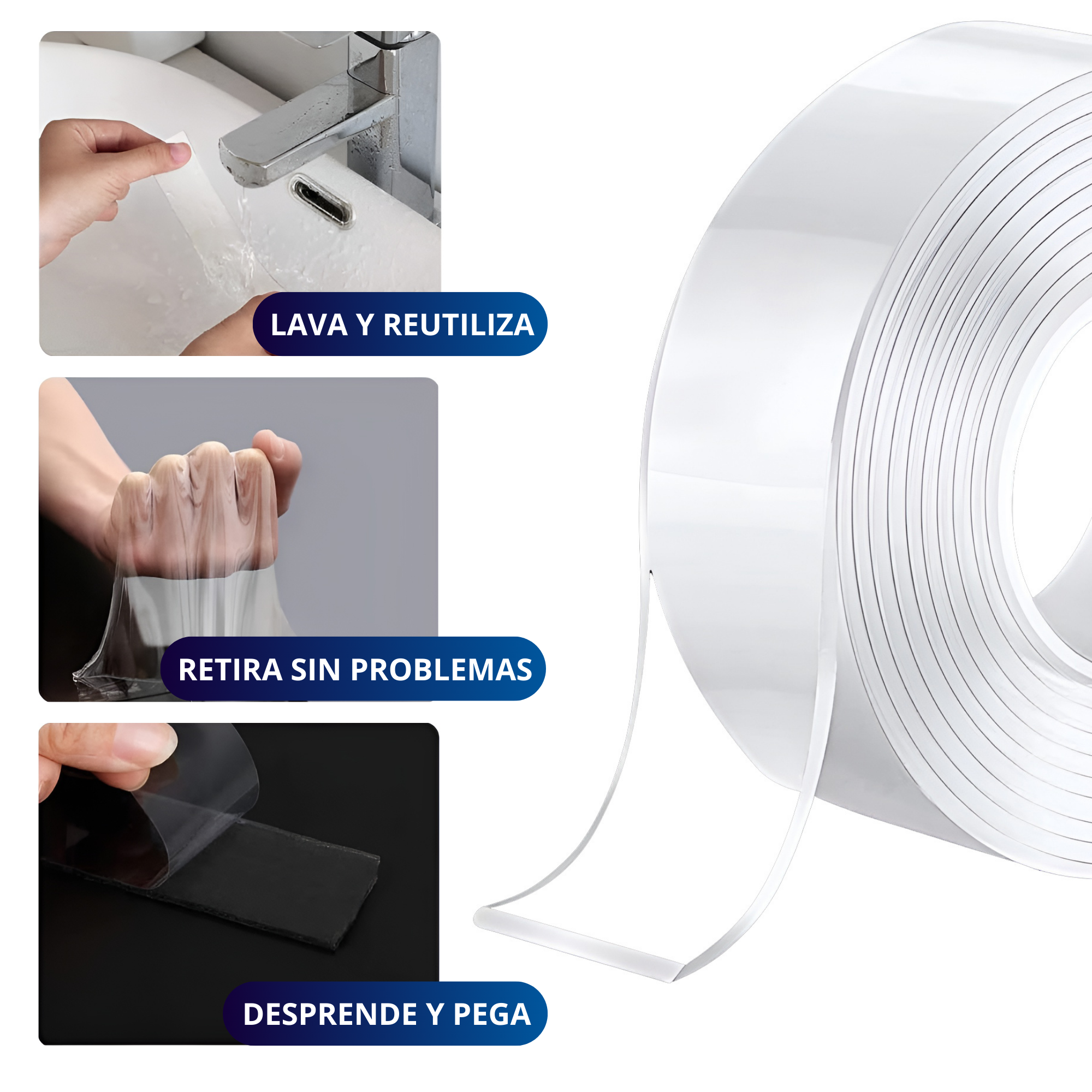 Cinta Doble Cara Adhesiva Ecomlab Transparente Nano Tape 5 Metros.