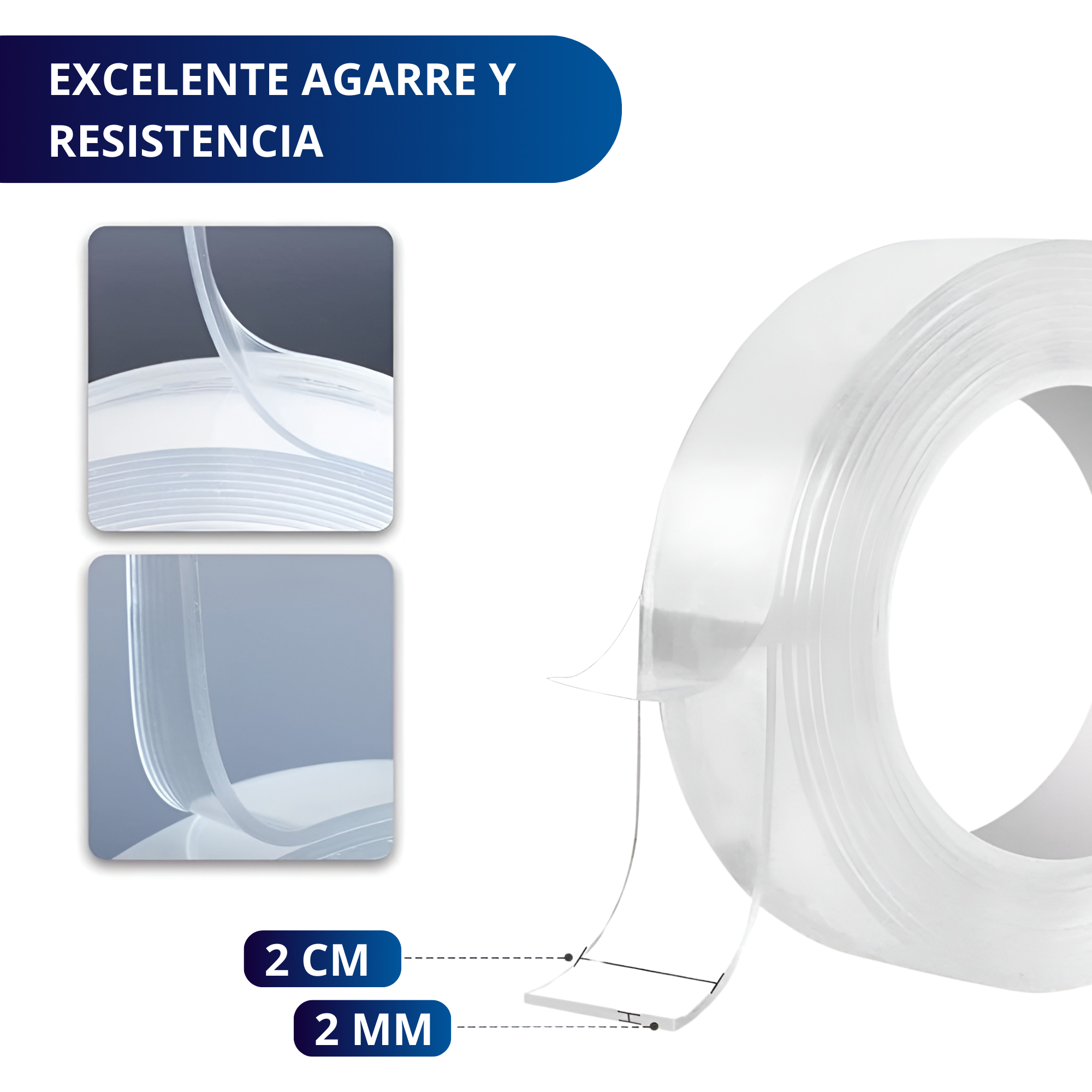 Cinta Doble Cara Adhesiva Ecomlab Transparente Nano Tape 5 Metros.