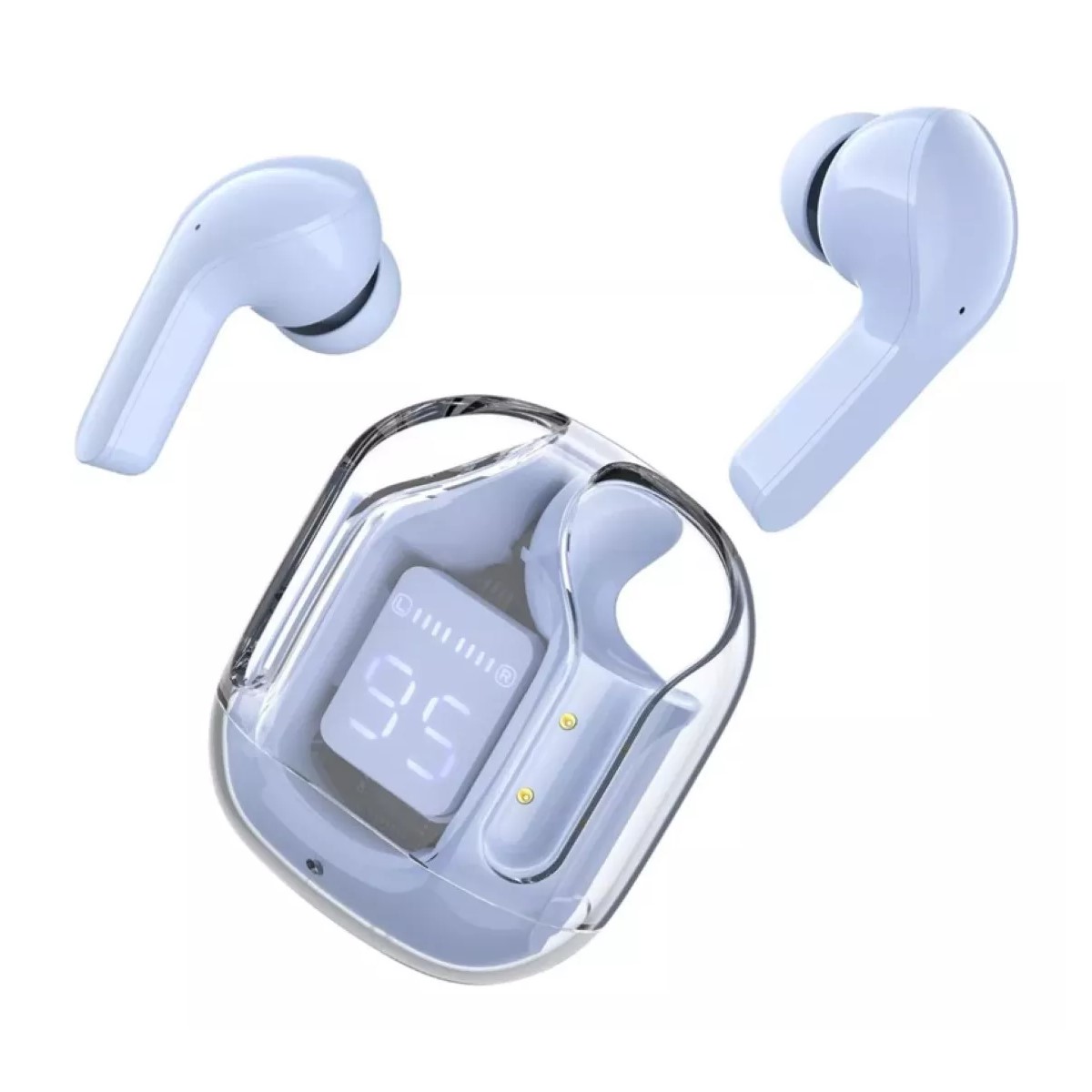 Audífonos auriculares inalámbricos azul Bluetooth micrófono LED pantalla pantalla sonido estéreo
