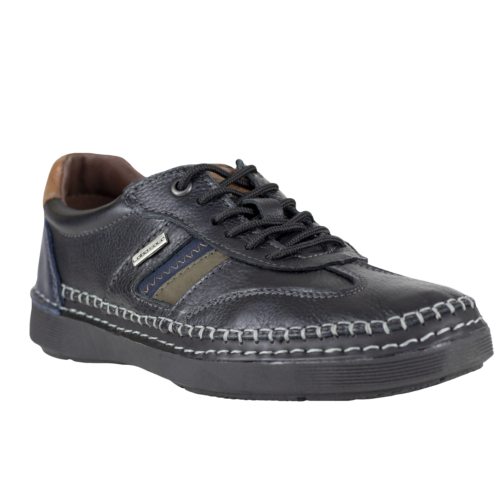 Zapato Negro Para Hombre Derby Lobo Solo 8154 Confort Urbano.