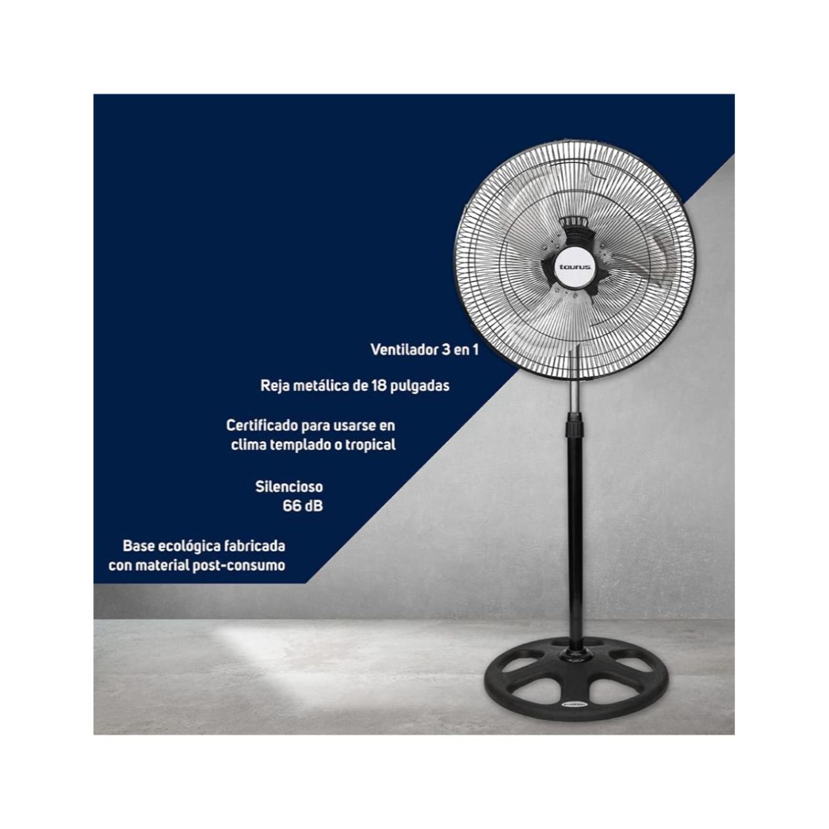 Ventilador 3 En 1 Mod. Marte 18" Metálico (Pedestal Piso O Pared).