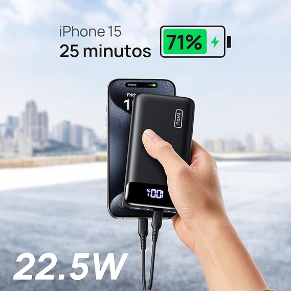 INIU Power Bank 20000mAh, 22.5W Carga Rápida Bateria Portatil PD3.0 QC4.0, USB C Pila Portatil de 3 Salidas,
