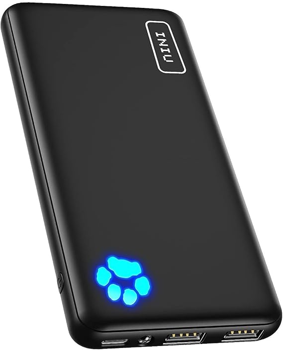 INIU Power Bank, USB C más Delgado 10000mAh Bateria Portatil, Triple 3A de Alta Velocidad Pila Portatil 