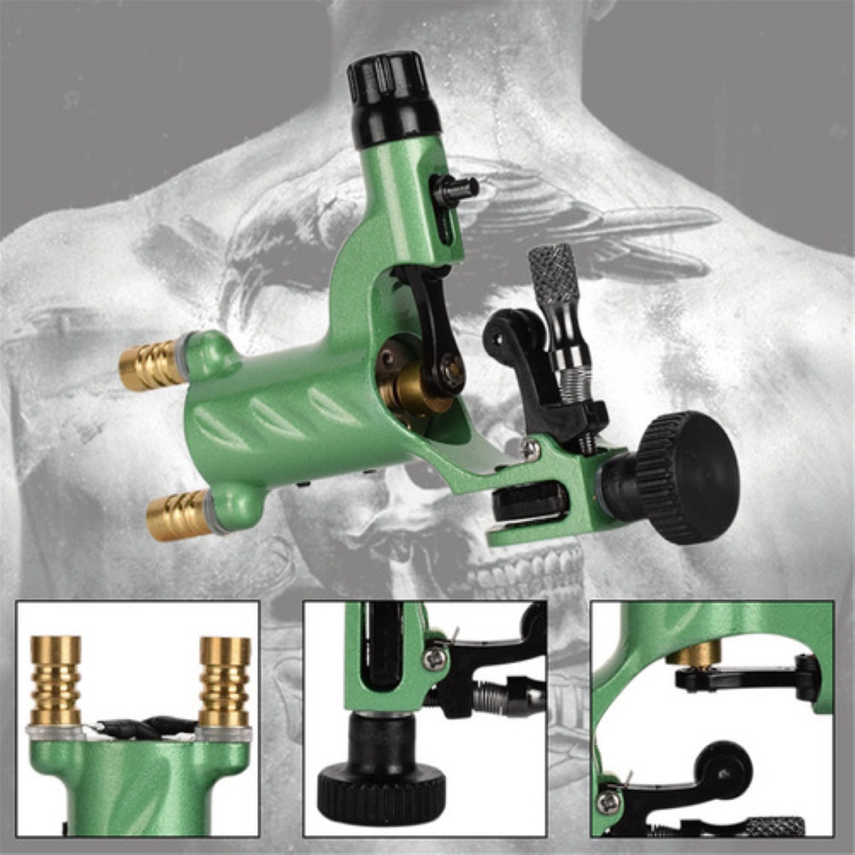 "Kit De Máquina Tatuadora Atomus Con Fuente De Alimentación Verde "
