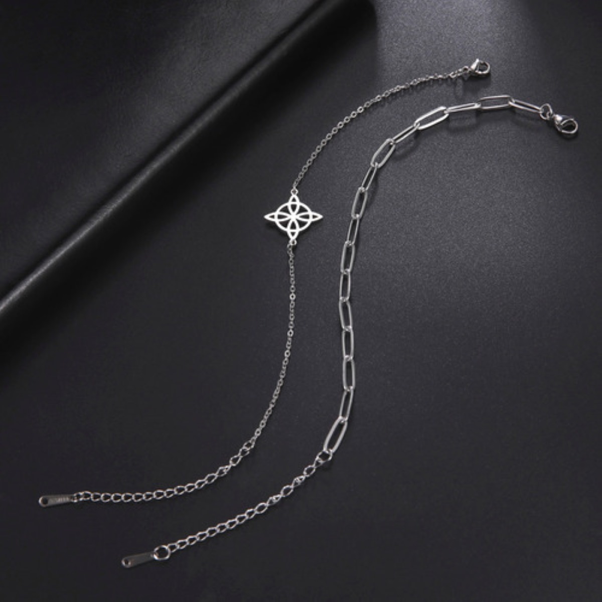ollar Y Pulsera Celta Nudo De Bruja Acero Inoxidable plata