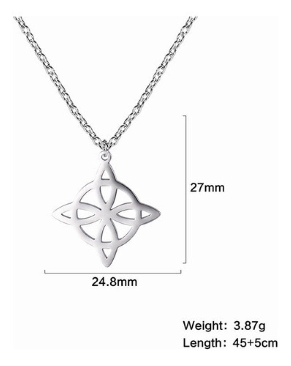 ollar Y Pulsera Celta Nudo De Bruja Acero Inoxidable plata