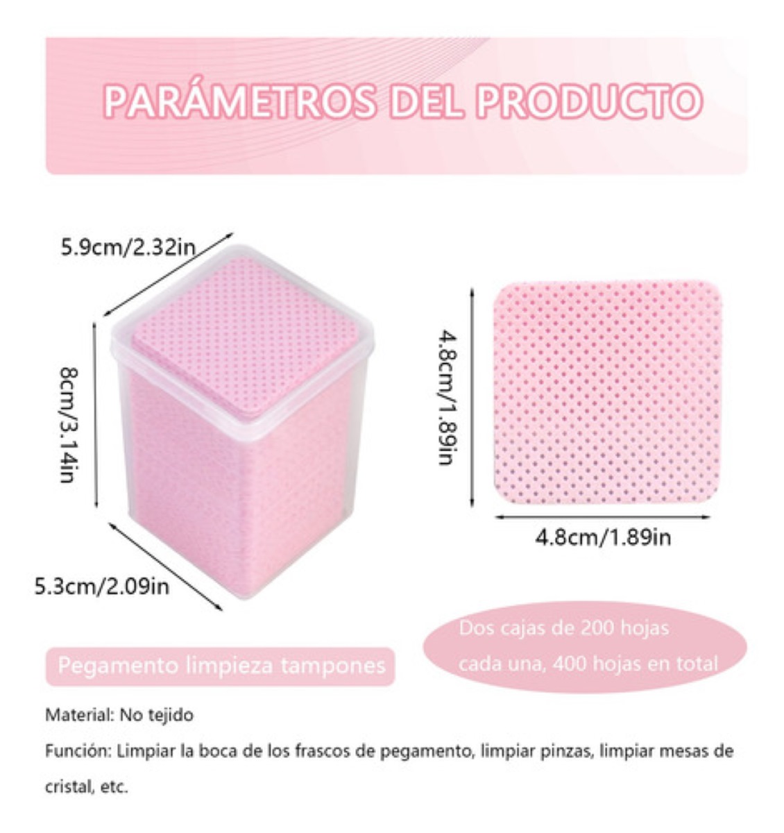"Toallitas Libre De Pelusa Para Uñas Limpiar Pinza 400 Pzs Rosa "