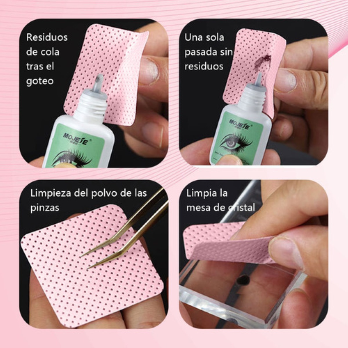 "Toallitas Libre De Pelusa Para Uñas Limpiar Pinza 400 Pzs Rosa "