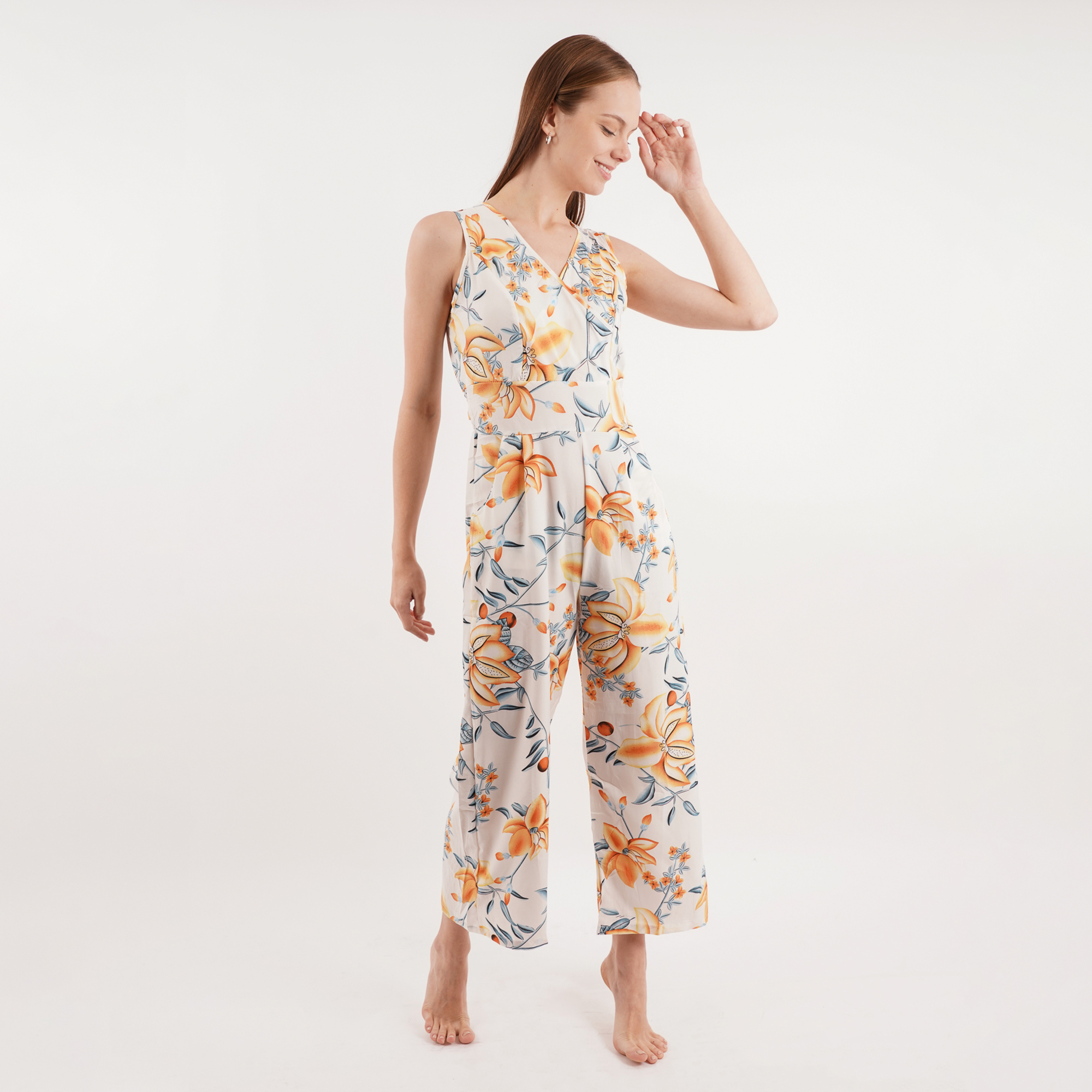 Jumpsuit Palazzo largo, diseño moderno y fresco,!  Cuello en forma de "V", Sin mangas..