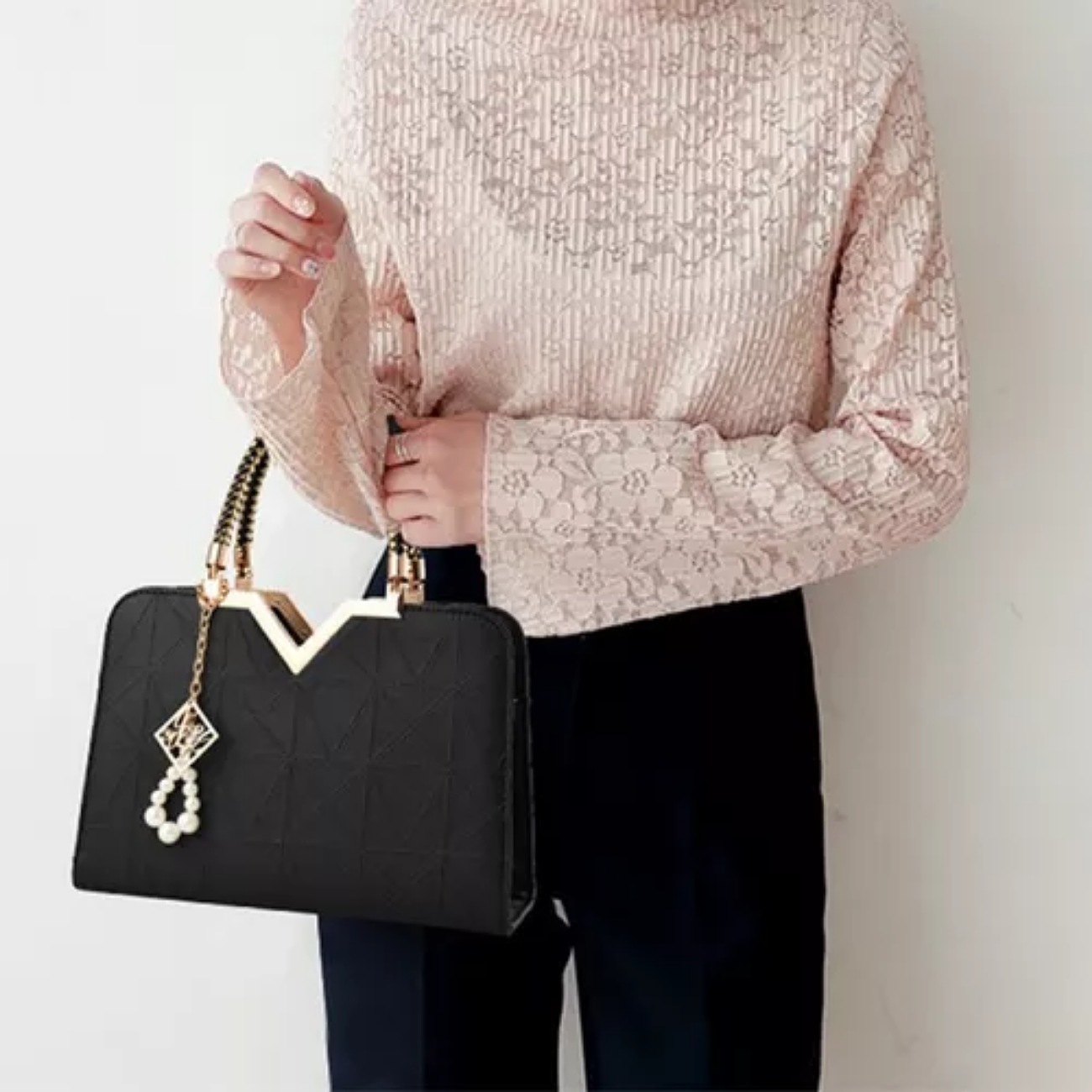Bolso Negra Dama Elegante Impermeable De Viaje Para Laptop.