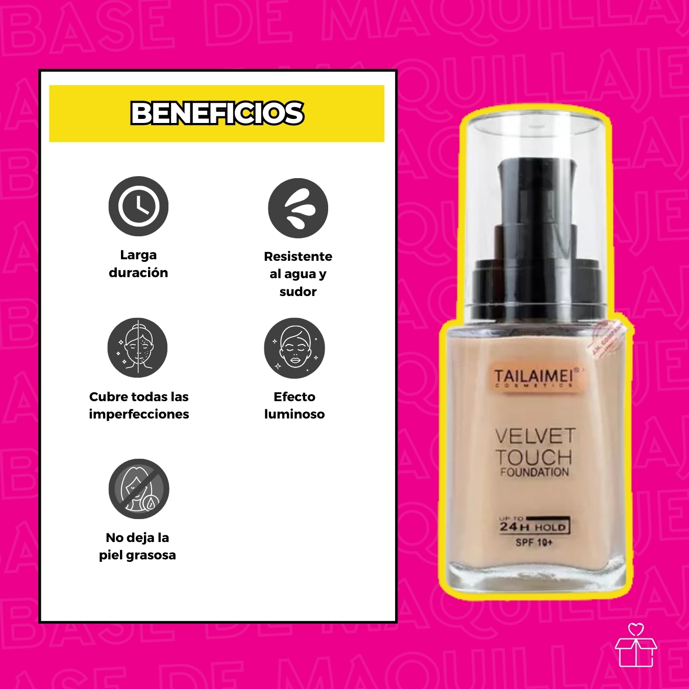 Base De Maquillaje Tailaimei Velvet Touch Alta Cobertura Tono 104.