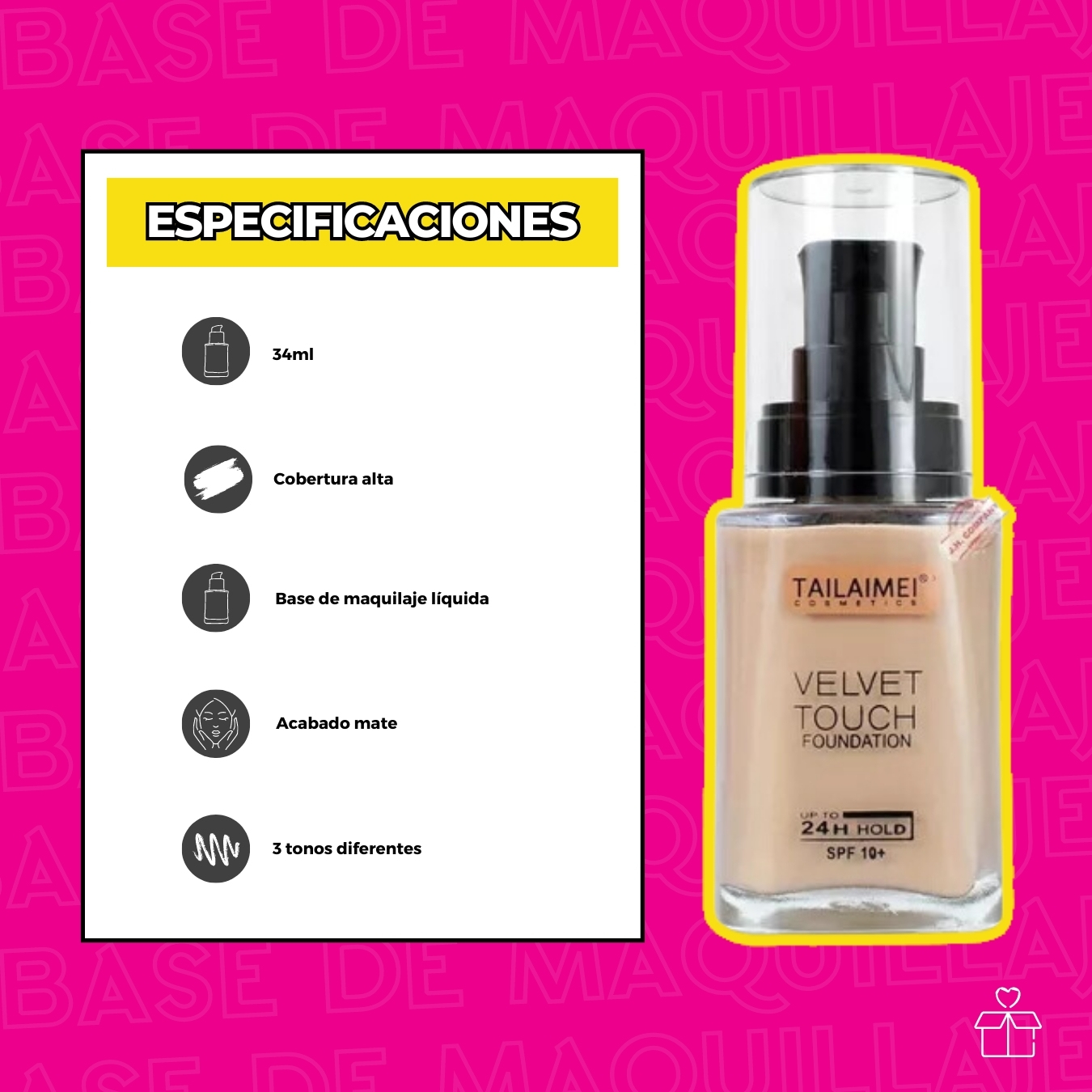 Base De Maquillaje Tailaimei Velvet Touch Alta Cobertura Tono 104.