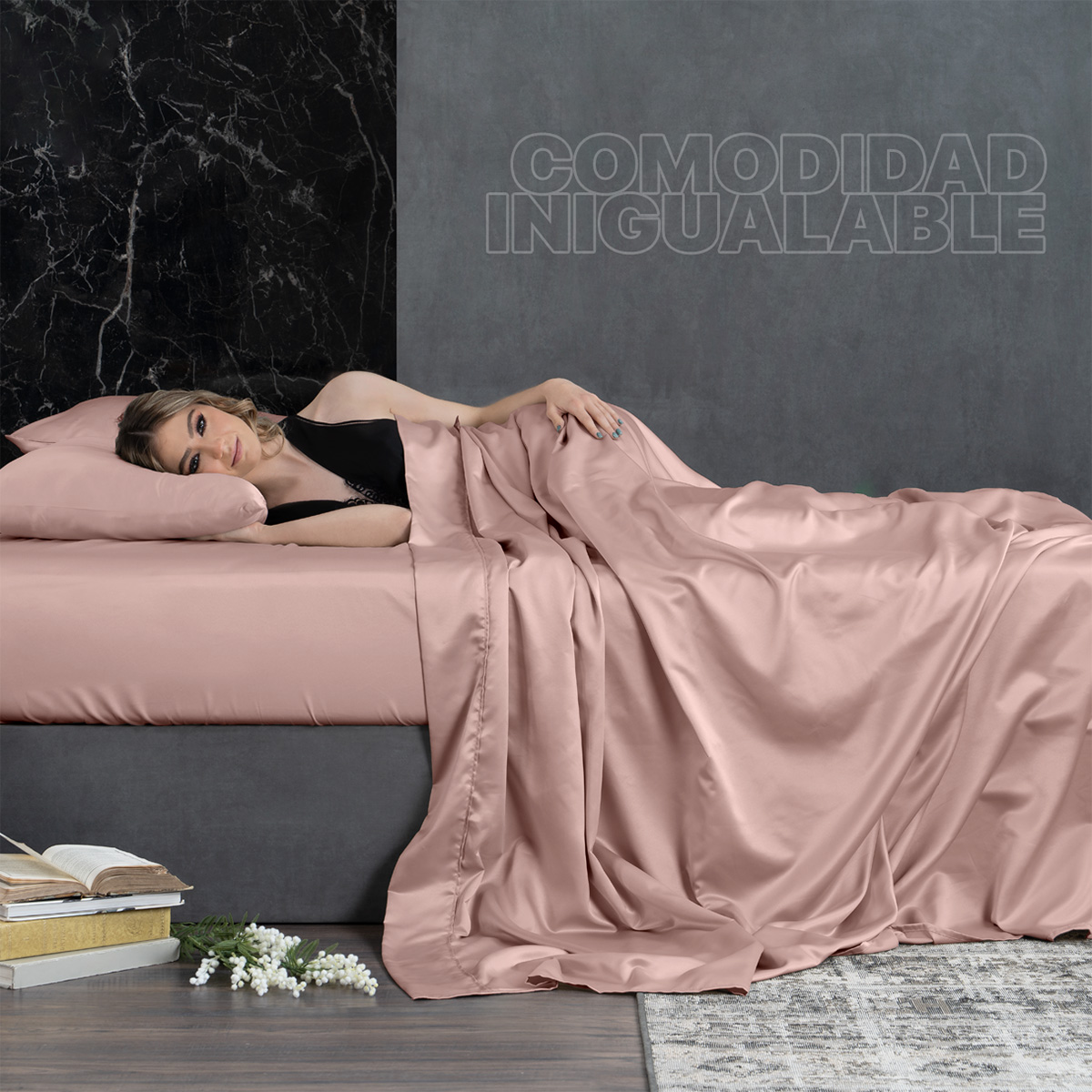 Sábanas de Satín King Size Tipo Seda Suave y Lujosa Con Fundas Rosa Real Textil.